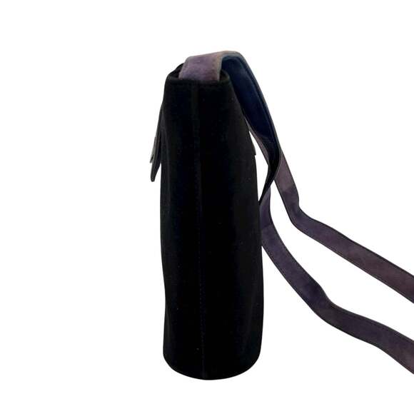 Bally Women's Suede and Leather Combination Shoulder Bag with Flap, Black Gra... - Picture 5 of 16